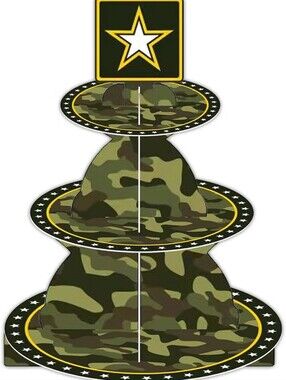 U.S. Army Green and Black Camouflage 3-Tier Dessert Stand